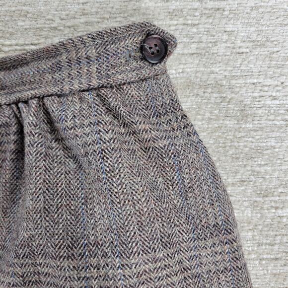 Vintage Evan Picone Wool Blend Plaid Midi Skirt Size 12 Brown USA Made Lined 28” - Picture 6 of 15